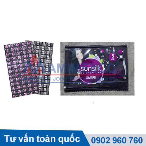 thành phẩm máy đóng gói tự động 6 line dây dầu gội 