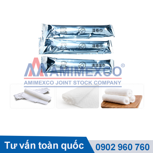 Thành phẩm của máy hoàn toàn tự động tốc độ cao sản xuất khăn ướt cuộn và đóng gói