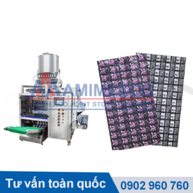 máy đóng gói tự động 6 line dây dầu gội